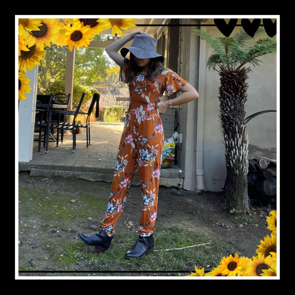 Bixby Nomad (Stitch Fix Exclusive) Melanie Smocked Jumpsuit - Burnt Orange -